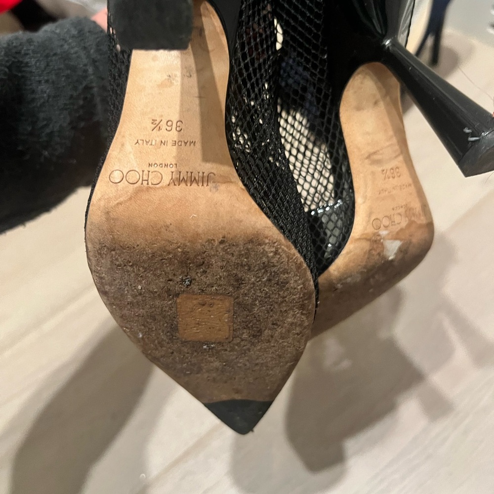 Jimmy Choo Black Mesh Pointed Heels - Picture 4 of 4